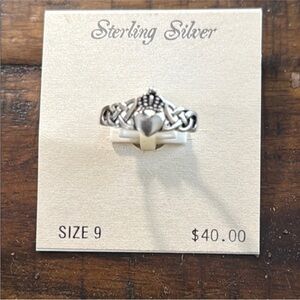 Irish Celtic sterling silver knot ring  "Claddagh ring" size 9‎ kohls